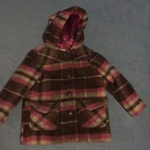 Pink/Tan striped Girl coat